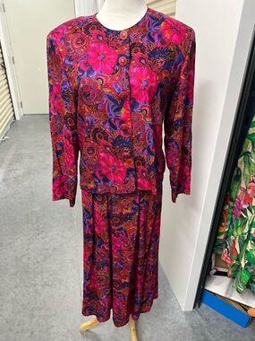 Norton McNaughton Vibrant Pink & Purple Floral Skirt Set